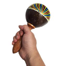1 Pc Madeira Natural Coco Shell Mão Martelo Maraca Shakers Percussão Instrumento Musical Arte Artesanato Brinquedo Para Crianças Presente - Image 3