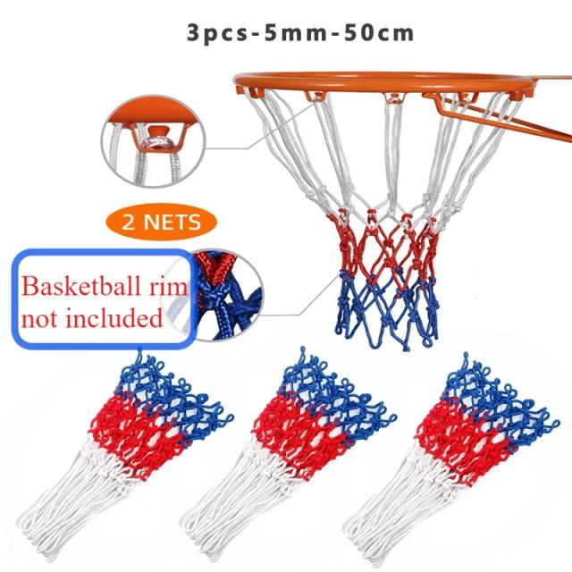 Redes de Basquete Vermelhas, Brancas e Azuis para Cestas Laterais - Cestas Não Incluídas