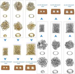 Conjunto de ferramentas para perfuração de ilhós, botões de pressão, ilhós de metal, vem com 3 matrizes, 3000 ilhós de ouro e prata, papel de ilhós - Image 6