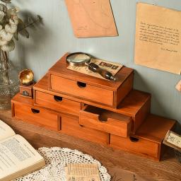 Caixa De Armazenamento De Gaveta De Madeira Retro, Organizador De Mesa, Organização De Armazenamento De Mesa, Jóias Para Casa, Maquiagem, Molho Recipiente De Louça - Image 2