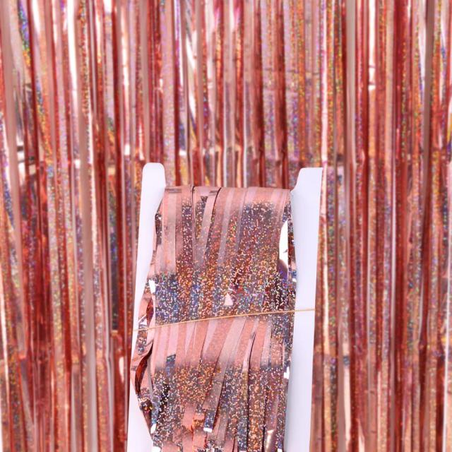 Cortinas Elegantes com Franja Dourada para Festas: Decoração de Aniversários e Casamentos com Glitter, 2m
