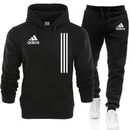Conjunto de roupas esportivas para ginástica ao ar livre para homens e mulheres, capuz e calças, pulôver para primavera e outono, novo, 2 peças, 2022 - Image 1