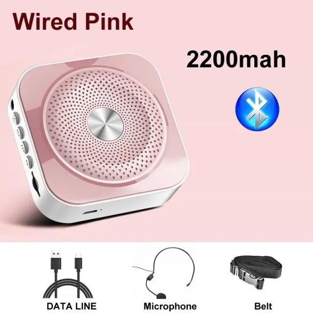 Mini Megafone Abelha Bluetooth 4.0 com Carregador Portátil, Microfone Lapela e Amplificador de Voz