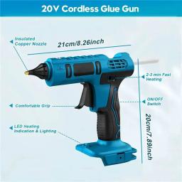 Cordless elétrica Hot Melt pistola de cola, cola em bastão, soldagem Hot Air Gun, Home Artesanato DIY, Makita bateria 18V, 11mm, 100W - Image 2
