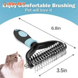 Profissional Pet Deshedding Escova, Dematting Pente Do Cão, Ancinho De Gato, Puppy Grooming Ferramentas, subpêlo, derramamento, voando Cabelo, 2 Lados - Image 5
