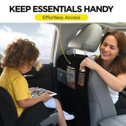 Capa de assento preta para crianças com organizador de armazenamento de 3 bolsos, protetor de banco traseiro à prova d'água, protetores traseiros de assento de carro - Image 3