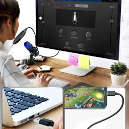 Microfone Condensador USB para Jogos, Compatível para Desktop PC Laptop Desktop, Microfone RGB para Streaming, Podcasting, Gravação Vocal, ME4 - Image 6