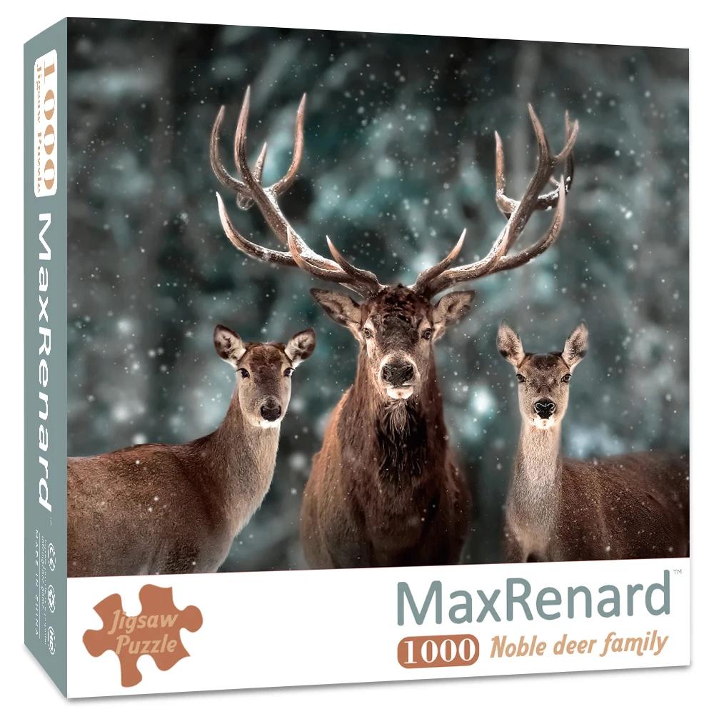 MaxRenard-Quebra-cabeça para adultos, animais, nobres, cervos, ambientalmente amigáveis, papel, presente de Natal, brinquedo, 1000 peças - Image 1