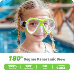 Findway-Óculos de natação para meninos e meninas, à prova de vazamento com tampa de nariz, visão ampla 180 °, anti-ultravioleta, máscara de mergulho, 4-14 - Image 3