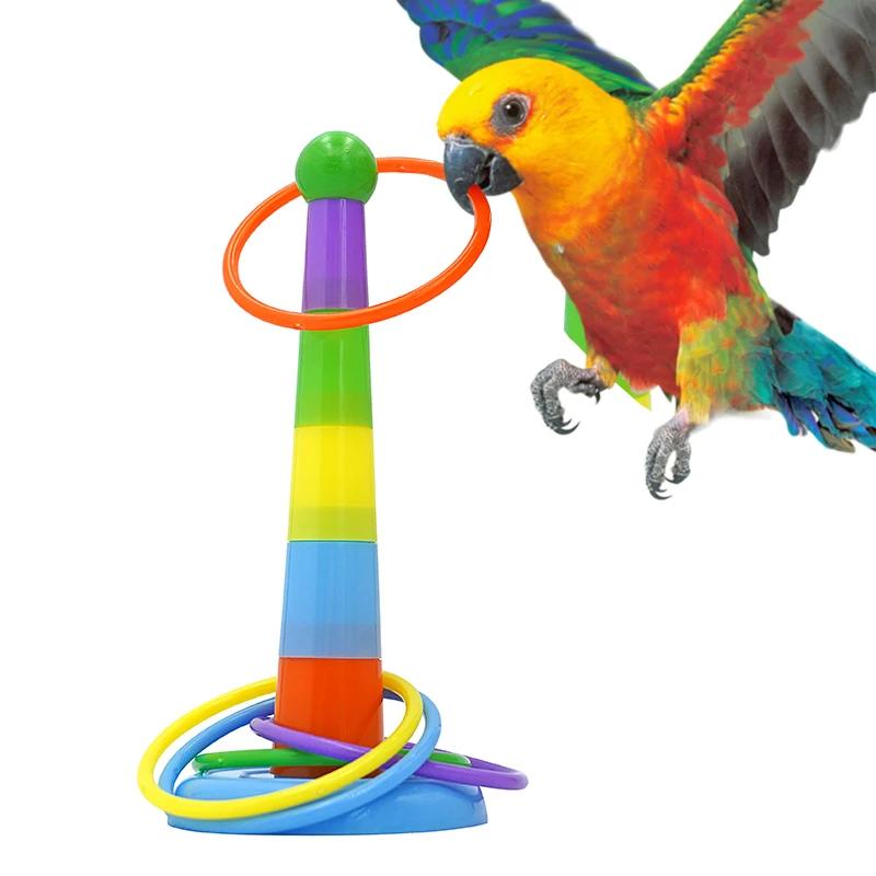 Papagaio Pássaro Mastigando Brinquedo para Pet, Balanço Bola, Brinquedo De Pé, Anéis De Plástico, Inteligência, Jogo Suprimentos, Papagaio, Mordida - Image 1