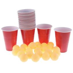 Jogo de cerveja Pong, 24 Copos Vermelhos, Bolas de Pong Amarelo para Natal, Feriado ou Festa Universitária - Image 4