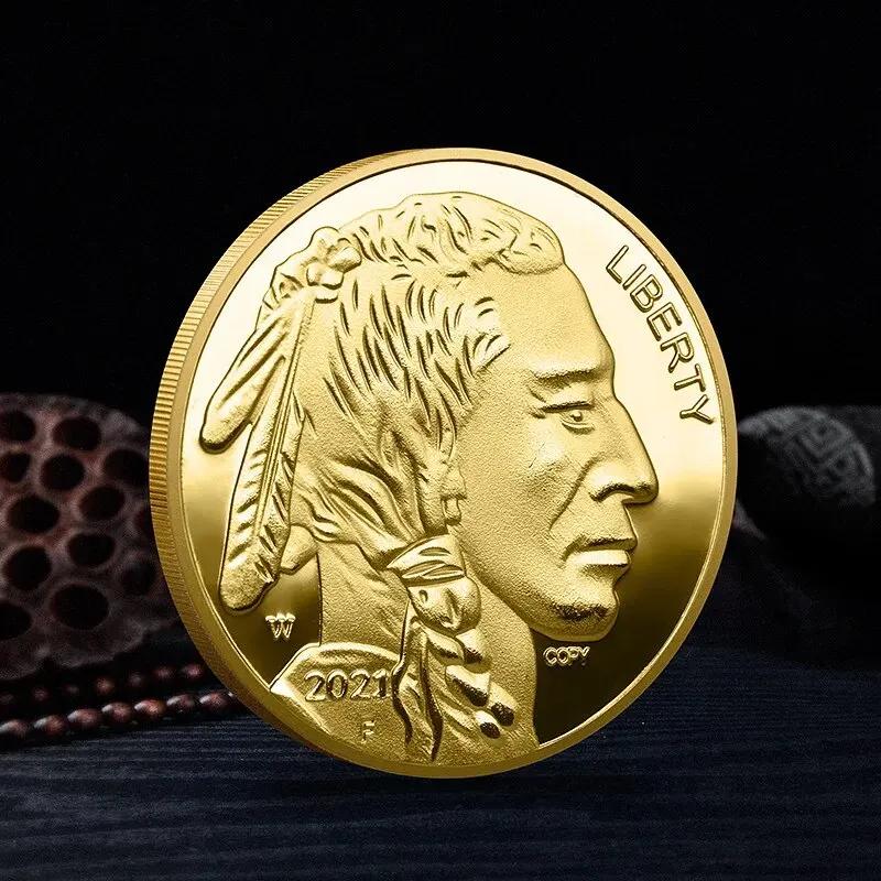 Moedas comemorativas nativas americanas, búfalo indiano americano dourado, medalha de vários anos, 2019-2024 - Image 3