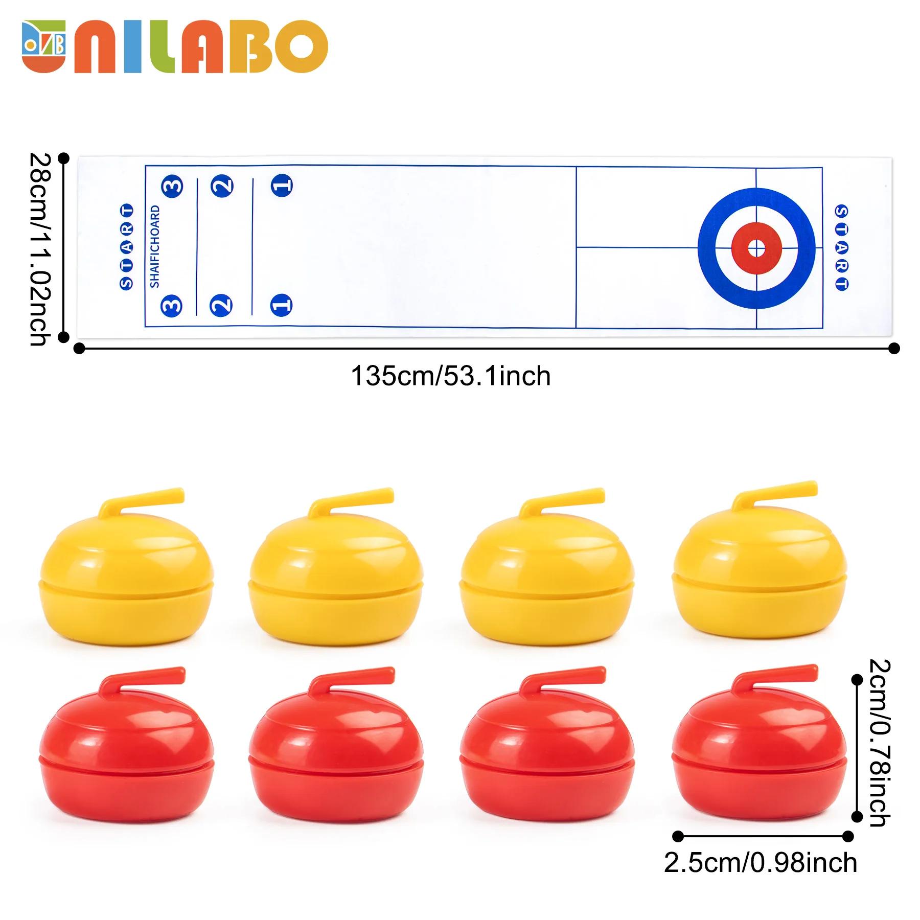 Jogo de curling de mesa portátil Unilabo com 8 pedras – competição familiar, diversão e jogos entre pais e filhos para idades de 3 anos ou mais e adultos - Image 1