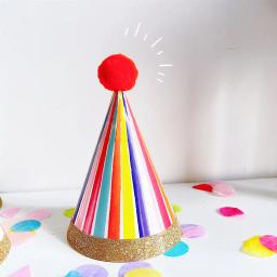 1 pçs papel cone chapéus de aniversário fantasiar-se meninas meninos primeira festa de aniversário colorido listrado chapéu decorações de festa adulto crianças - Image 4
