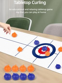 Jogos de tabuleiro para crianças e adultos, Tabletop Curling Game, 8 Rolos, Pucks Shuffleboard - Image 1