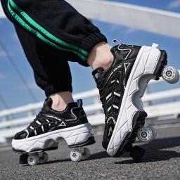 Patins casuais Tênis de rua, Tênis Parkour, Sapatos de patinação de rua, Patins Quad Deformação, 4 rodas - Image 1