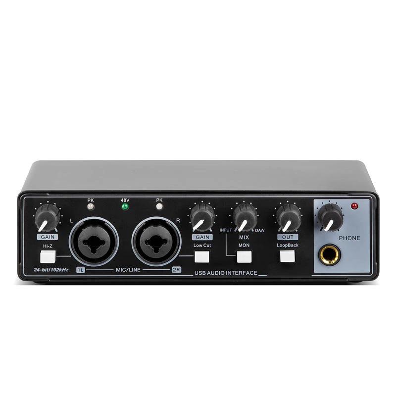 Interface de áudio Placa de som com display, Mixer estúdio de gravação profissional, guitarra elétrica, gravação no local, 2 canais, 24 - Image 1