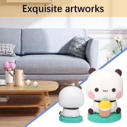 Urso brinquedo estatuetas figuras animais anime modelo mini quadrinhos colecionáveis bubu e dudu panda kawaii um dois panda hobbies dos desenhos animados - Image 2