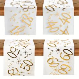 20th 30th 60th decoração de corredor de mesa de aniversário para 18 40 50 70 suprimentos de festa de mesa de aniversário 3m rolo de corredor de mesa dourado decoração de aniversário - Image 1