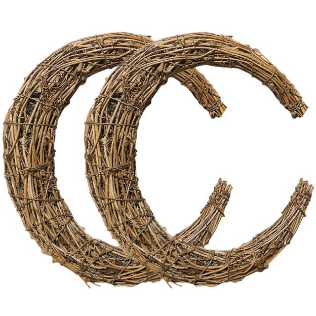 Guirlanda Circular de Vinha Mubarak para Porta da Frente – Aros DIY em Forma de Lua para Decoração de Natal e Verão (2 Peças)