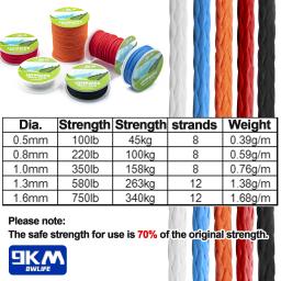Cabo UHMWPE para Kitesurfing, Resistência à abrasão, Low Stretch for Power Kite, Stunt Kite Substituição, Flying Lines, 9KM, 45kg a 340kg - Image 2