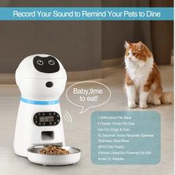 Alimentador automático inteligente Pet com voz Timing, Bacia do aço inoxidável, Cat Dry Food Dispenser, Dog, 3.5L - Image 2