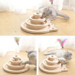 Wooden Tower Tracks Disc for Pet, Toy Cat, Intelligence Tower, Triple Play, Ball Training Toys, diversões, 2 Níveis, 3 Níveis - Image 4