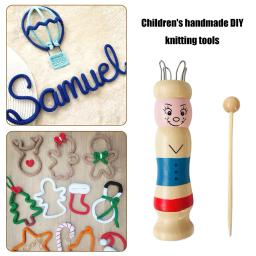 Boneca de madeira corda tricô bordado crianças artesanal diy tear trançado fabricante fio lã conjunto crochê ferramenta knitter acessório ferramenta - Image 2