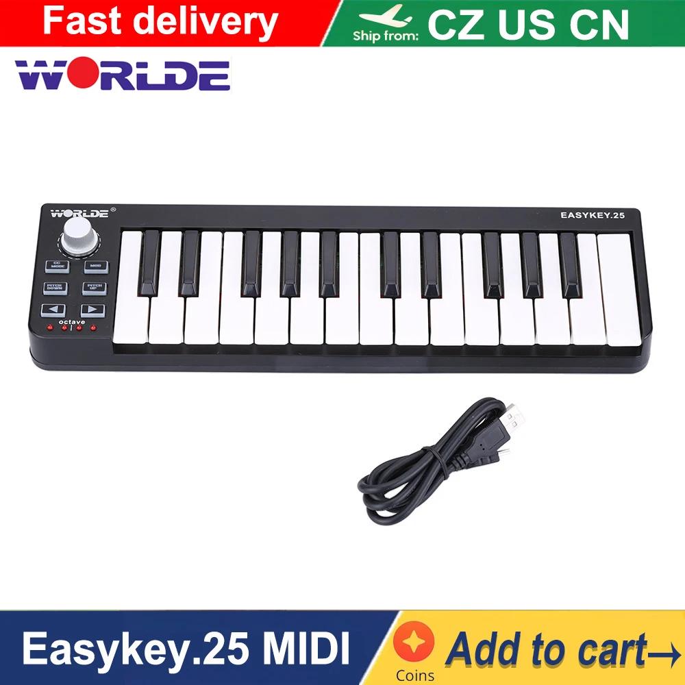 Worlde-Easykey Mini Teclado Portátil, Controlador USB MIDI, Instrumento Mini Teclado, Sensível à Velocidade, 49, 25 Teclas, 61 - Image 1