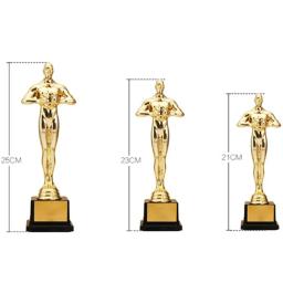 Estátua de plástico pequeno troféu para festa, artesanato banhado a ouro, lembranças de prêmios, réplica e Oscar, presentes, 18cm, 21cm, 26cm, 1 pol, 3PCs - Image 6