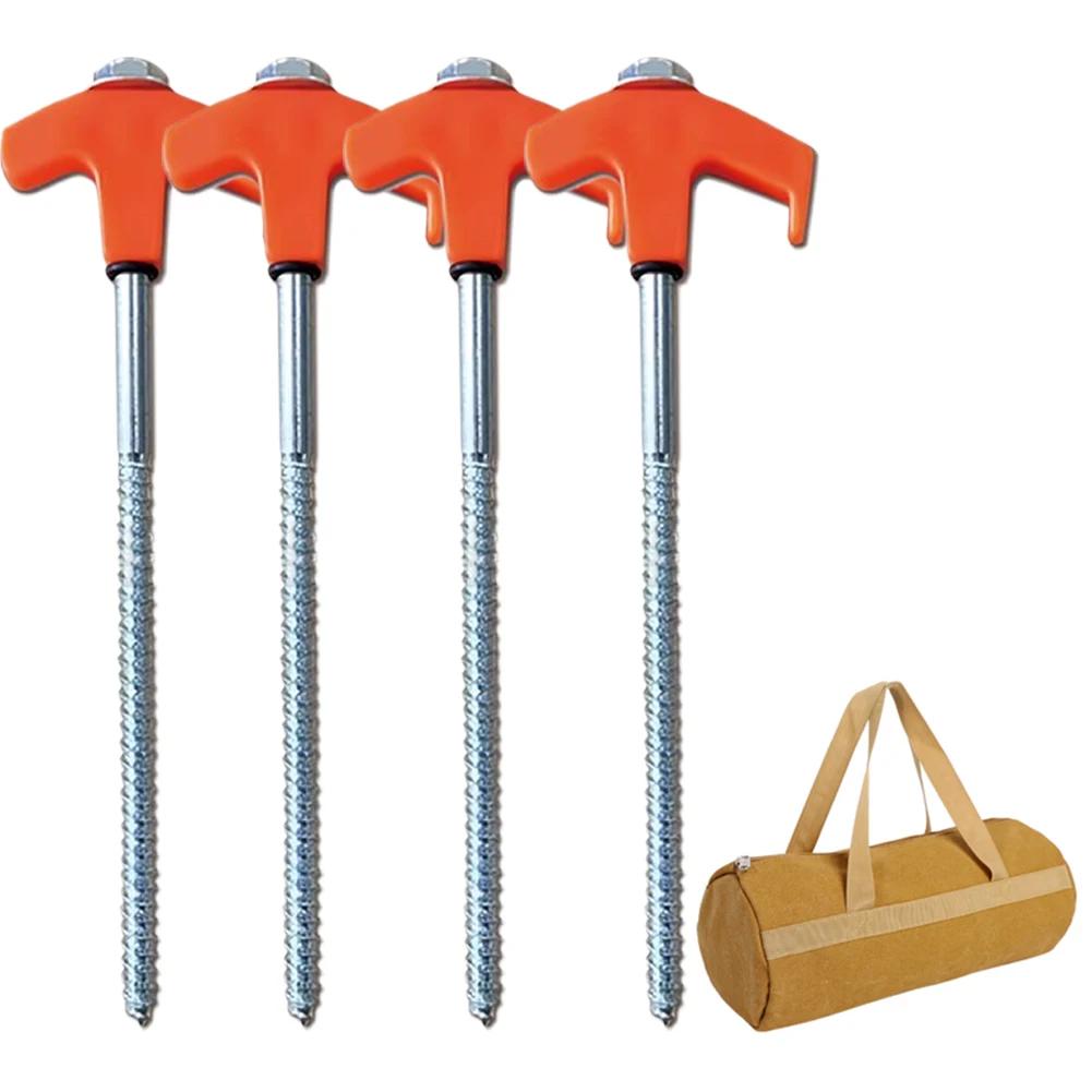 Parafuso resistente em estacas de barracas, estacas de acampamento com saco de armazenamento, brilho no escuro, dosséis e tendas, 4 PCs, 8PCs, 20 cm, 25cm - Image 1