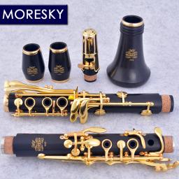 Moresky Clarinete banhado a ouro, Clarinete Bb Wood Ebony, Sib Klarnet, M62 OEM, 17 Chaves - Image 1