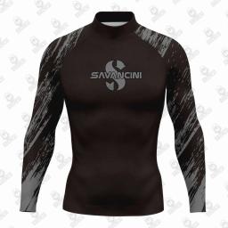 Savancini-camisa de manga comprida masculina com proteção UV, roupas masculinas para natação e mergulho - Image 4