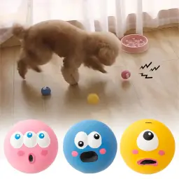 Brinquedo interativo squeaky para animais de estimação, olhos grandes, saltitantes, bolas de cachorro, cachorro, gato, brinquedo sonoro, mastigar bolas - Image 1