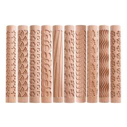 Cerâmica Arte Madeira Textura Rolo, Árvore Alívio, Pedra, Padrão de flor, Em relevo Rod, Lama Roll, DIY Escultura Cerâmica, Modelagem Clay Ferramentas - Image 2