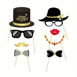 Adereços fotográficos de aniversário para meninos e meninas, decoração de festa, preto e dourado, 30 anos, 34 peças - Image 3
