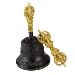 Ouro preto latão tibetano sinos sinos dorje vajra artesanal yoga meditação sino budista vintage mão sinos instrumento de música - Image 1