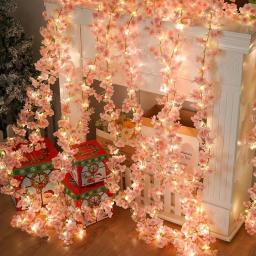 Artificial rosa flor de cerejeira videira usado para casamento noiva decoração jardim arcos cortinas decoração do quarto festa seda decoração ao ar livre - Image 2
