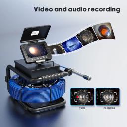 Tubo Inspeção Camera, Drenar Inspeção Esgoto, Vídeo Endoscópio, Gravação De Áudio, DVR, 5" - Image 5
