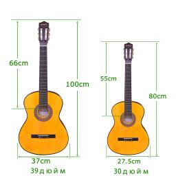 Guitarra Clássica Iniciante com Saco, Instrumento Musical, Preto, Amarelo, Capo Strap, Pick Tuner Set, 39 ", 30", CGT391 - Image 3