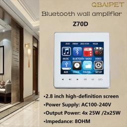 Home Theater e Amplificador de Parede, Amplificador de Som Compatível com Bluetooth, 2 ou 4 Canais Painel de Música para Hotel e Residencial, 2.8in HD Touch Key - Image 1