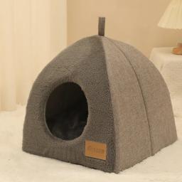 Cama macia semi-fechada quente para gatos, casa de sono profundo, cesta de animais, espreguiçadeira aconchegante, canil para cães pequenos, acessórios para gatos - Image 5