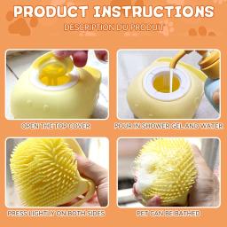 Escova de banho para cães com cerdas de borracha Pet Massage Shampoo Dispenser Escova de silicone macia Ferramenta de higiene para cães e gatos Chuveiro - Image 6