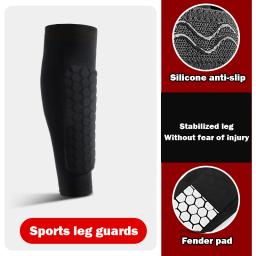 Futebol caneleira meias mangas com espuma, bezerro compressão manga, honeycomb almofadas, esportes legging, equipamento de futebol, 1pc - Image 2