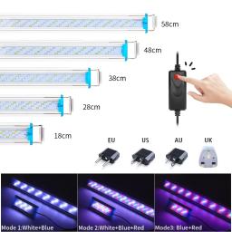 Lâmpada para peixes 18-71cm, luz ultrafina para aquário, 3 modos de iluminação em led para plantas, chip 90-260v, 5730, iluminação aquática para cultivo de grama - Image 1