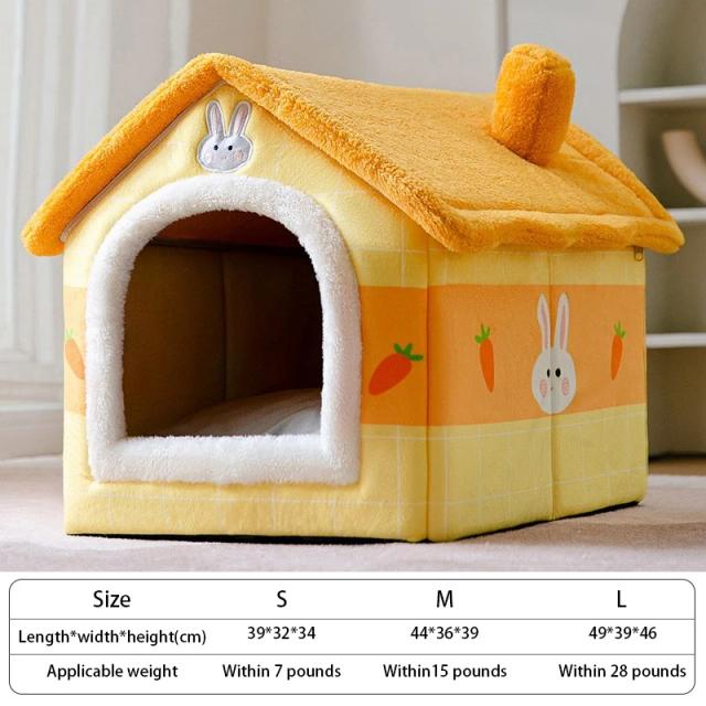 Cama Dobrável e Lavável para Cães e Gatos com Suprimentos Removíveis e Ninho Interno Confortável