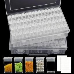 Caixa De Armazenamento De Plástico para Artesanato DIY, Caixa De Armazenamento De Jóias, Grânulos De Pintura Diamante, 64 ou 32 Compartimentos - Image 2