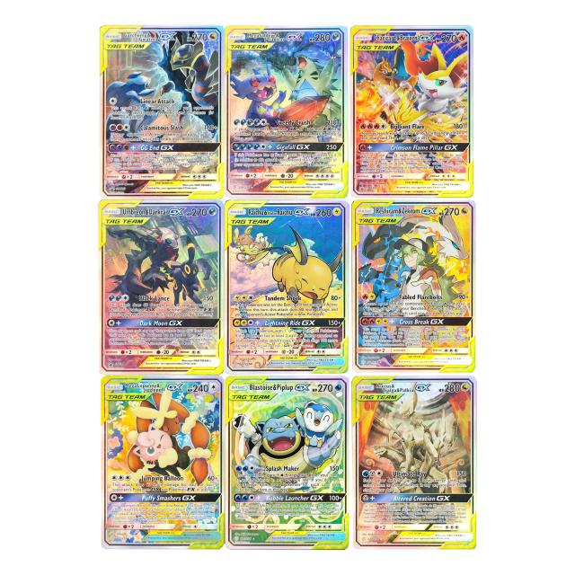 Cartas Colecionáveis Raichu GX CSM2AC 055 Refração Color Flash - 9 Peças