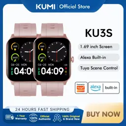 Kumi ku3s alexa relógio inteligente tuya chamada esporte fitness freqüência cardíaca pressão arterial monitor de sono ip68 à prova dip68 água feminino smartwatch - Image 1
