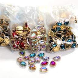 10 pcs/bag strass costura decoração brilhante forma gota costurar na strasse para colar ouro garra cristal fivela diy roupas de casamento/sapato - Image 2